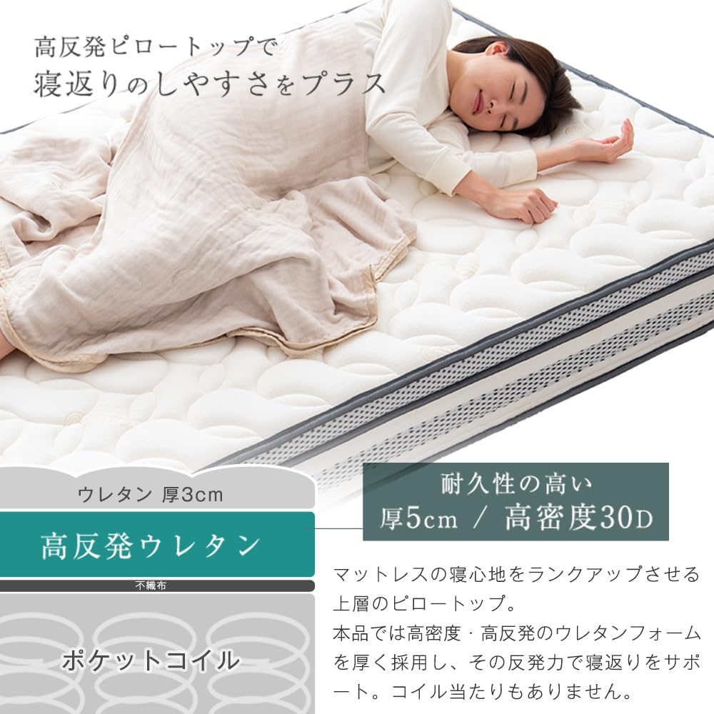 Amazon.co.jp: タンスのゲン マットレス クイーン 極厚25cm ポケット