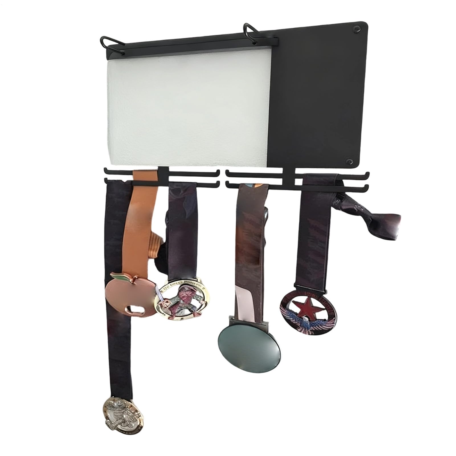 Generico Porta premios, rack metálico con 10 bolsas para medallas, soporte para premios de pared, para almacenamiento deportivo, colección, gimnasio en casa, competiciones, fútbol, natación, tenis