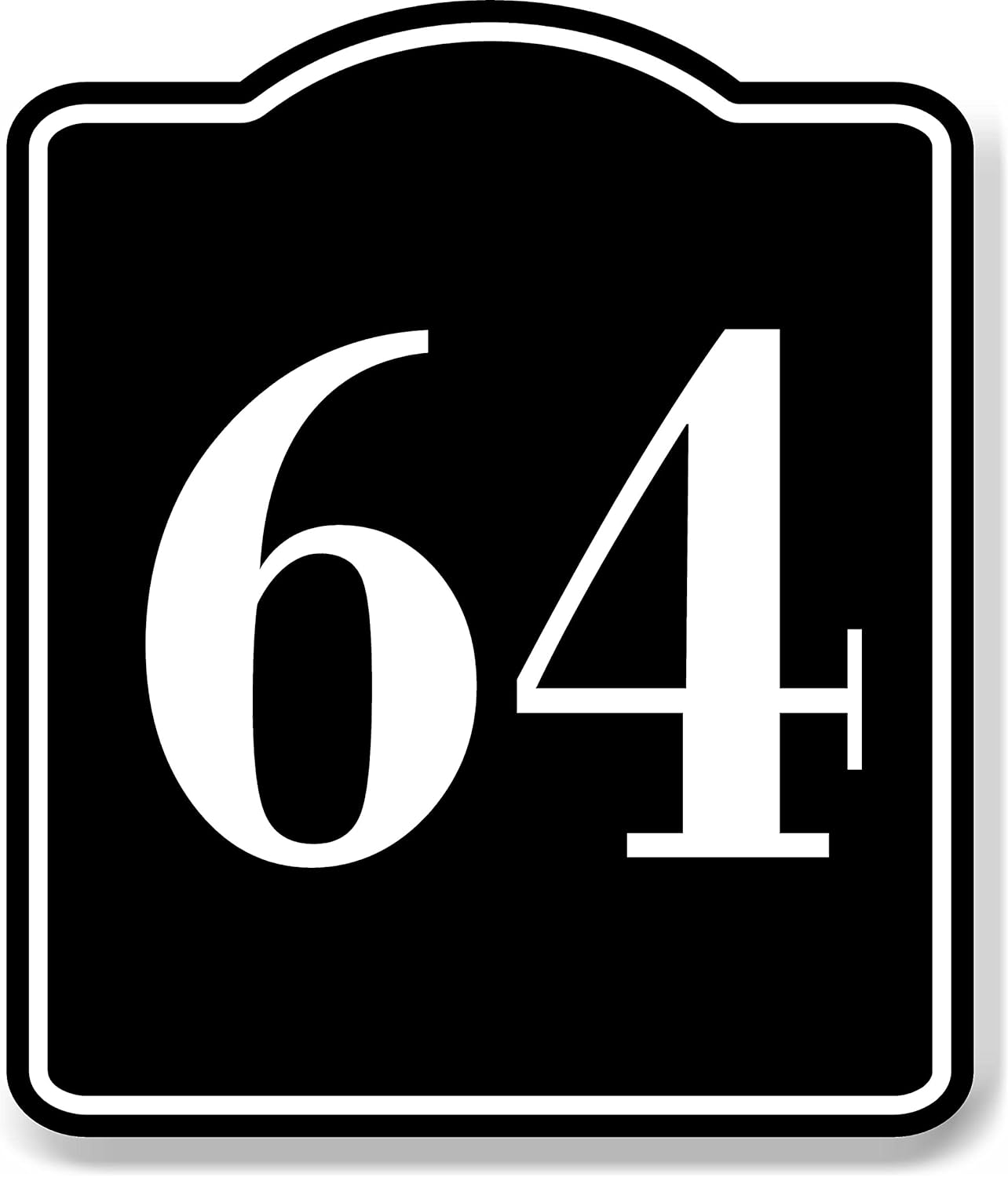 64 Bay Garage Door Plate Field Lane Gate Number BLACK Aluminum Composite Sign, 15x18