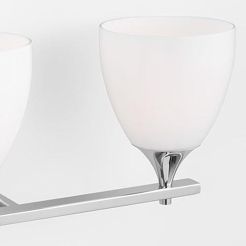 Miniatura 3 de Scott Living Toffino - Moderno aplique de pared de baño de 3 luces en acabado cromado con pantallas de vidrio de leche