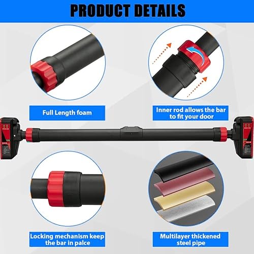 Miniatura 3 de Pull Up Bar for Doorway - Adjustable No Screws Chin Up Bar for Home Gym, 440 LBS Max Load, with Level Meter & Anti-Slip Design for Strength