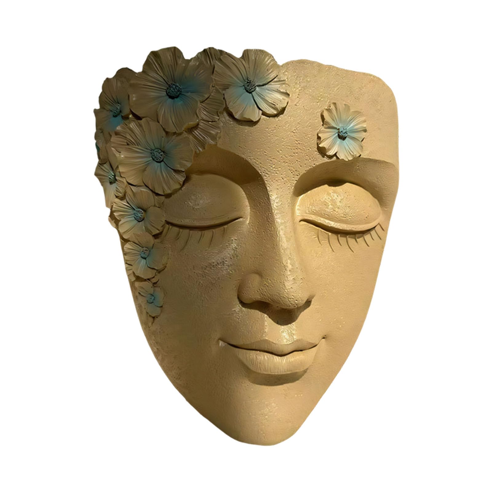 Kaeltsyn Handcrafted Resin Face Planter Antique Look Outdoor Sculptural Plant Pots for Creating Vertical Green Wall Home Decors
