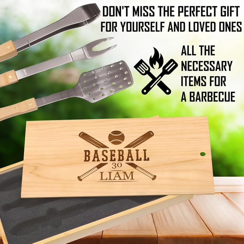 Set BBQ personalizado con grabado en caja de madera miniatura 6