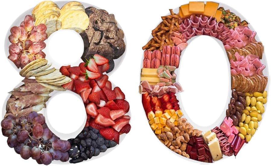 15in Cardboard Number Shape Box Fillable Tray, Food Charcuterie Board, Cupcake Sweet Party Decor (Number 40)