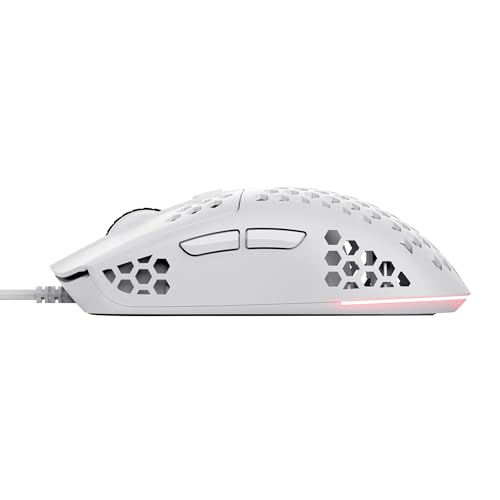 GXTrust 928W Helox Mouse Gaming Superleggero 65g con Filo, Regolazione DPI 200-6400 Sensore Ottico, 6 Pulsanti Programmabili, Illuminazione RGB, Mouse da Gaming per PC Desktop Laptop, Bianco - Mouse gaming - Immagine 8