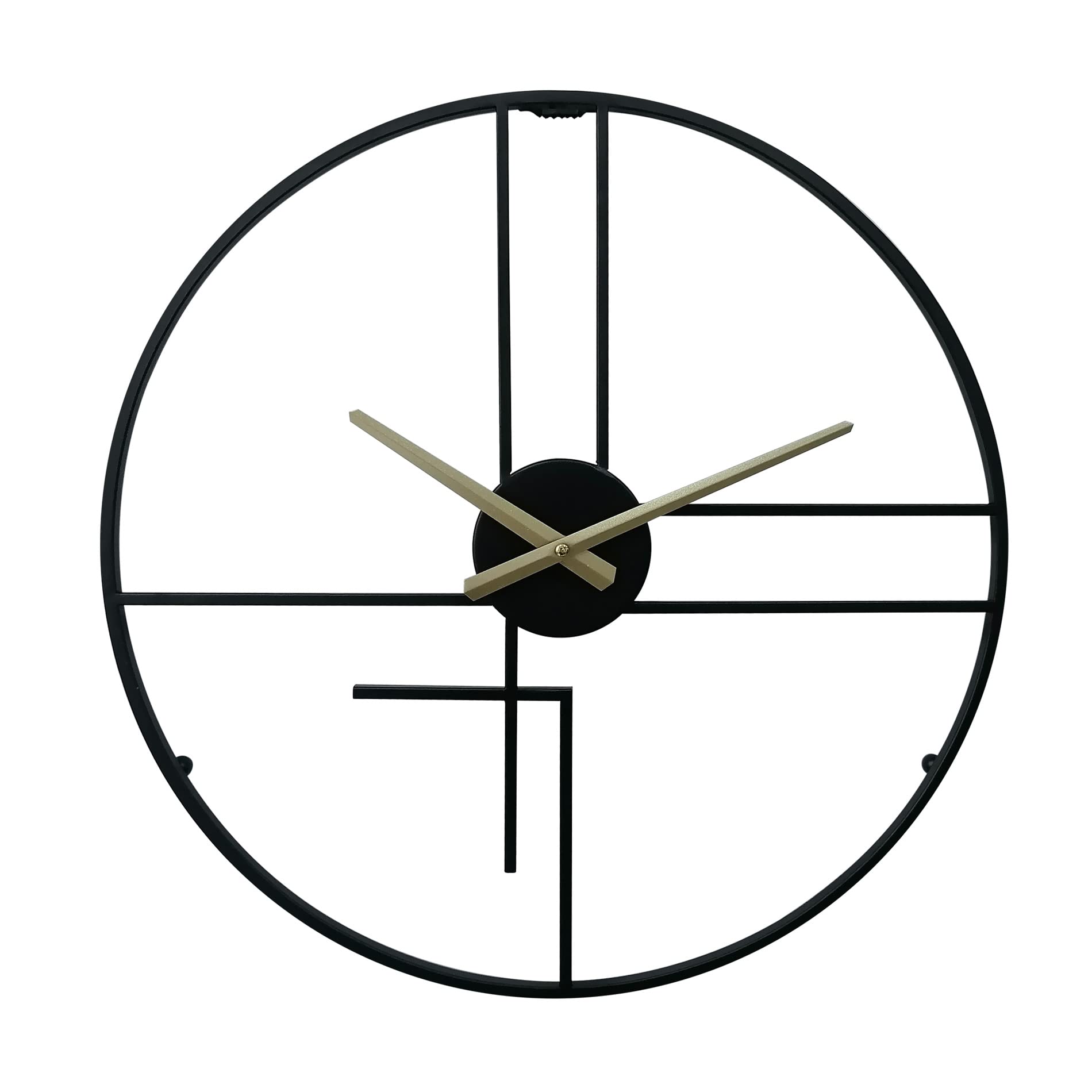 Rebecca Mobili Horloge Murale Moderne, Grande Horloge Murale, Métal, Noir Jaune, Mobilier De Bureau Salon - Diamètre 50 cm x P 4,​5 cm - Art. RE6783