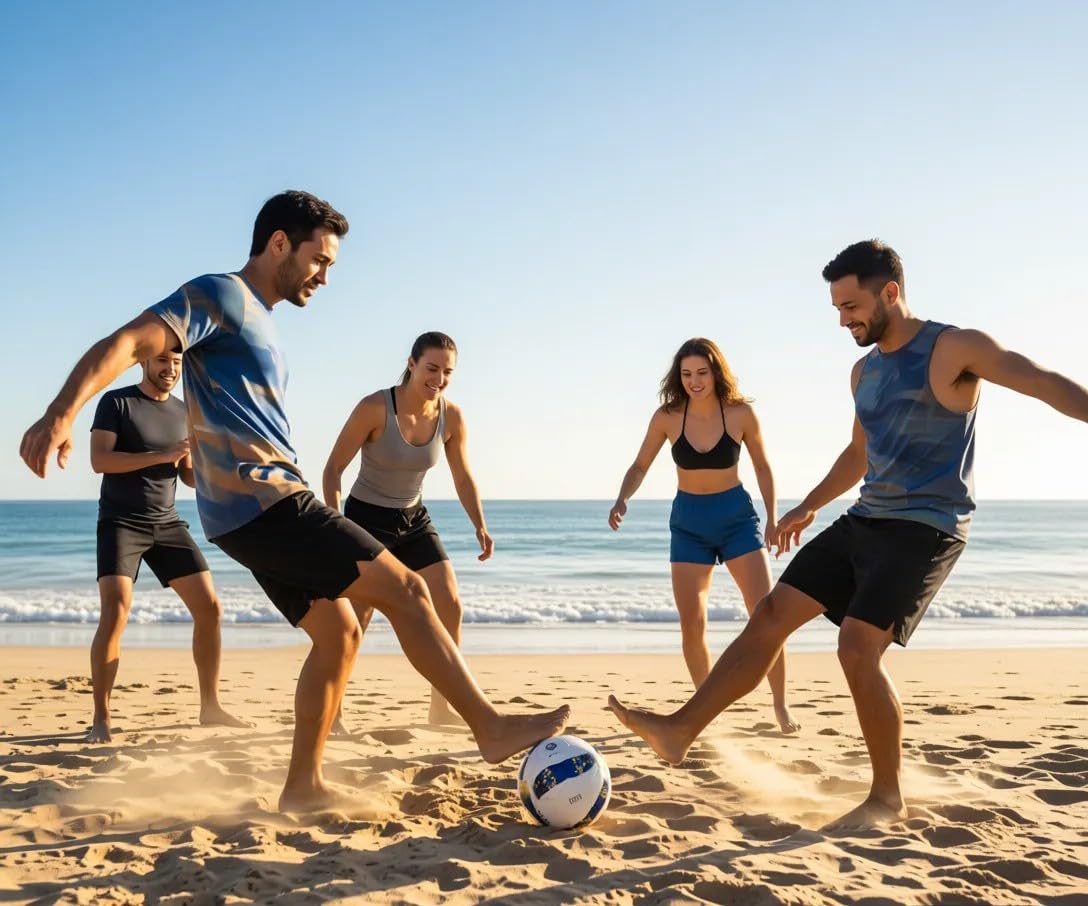Balón de fútbol de playa n.º 5 con inflador y aguja, impermeable, ligero y resistente, ideal para deportes al aire libre, playa, piscina y playa