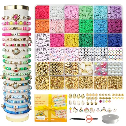 iumulinrui Friendship Bracelet Kit Concert Bracelets Merch 5200 Pcs Clay Beads Bracelet Making Kit Tricolor Letter Bead Jewelry Set with Pendant DIY Craft Gifts Suitable for Beginners