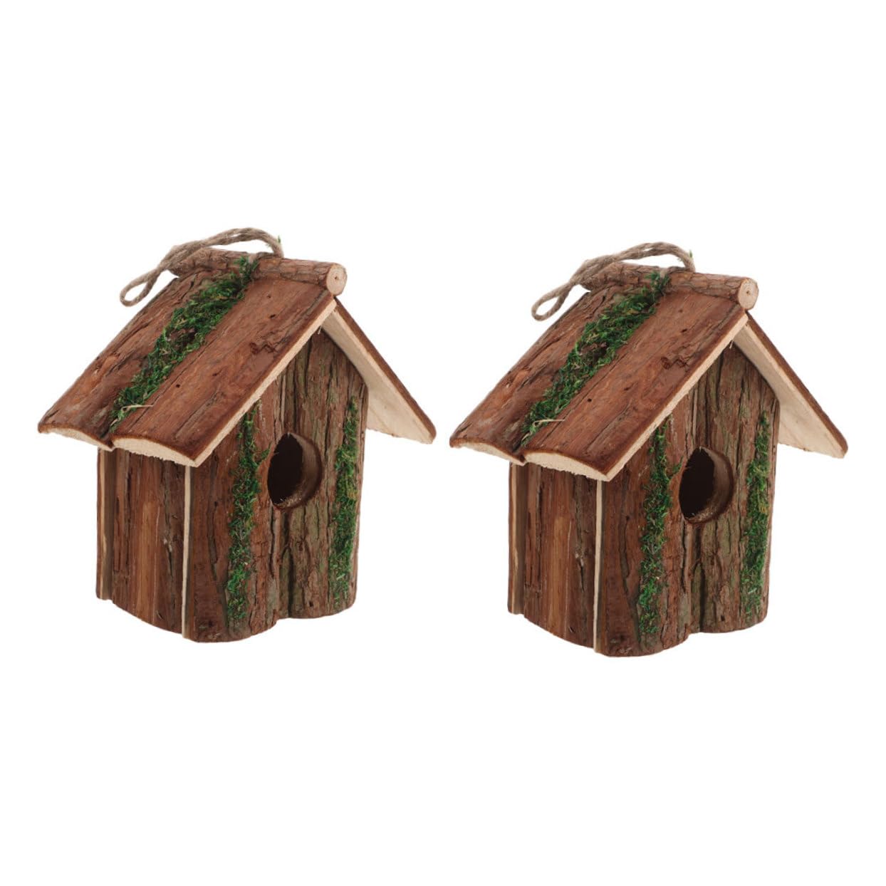 TOYANDONA 2pièces Nichoir à Colibris Suspendu Bois Et Écorce pour Jardin Et Terrasse Décoration Extérieure Artisanale