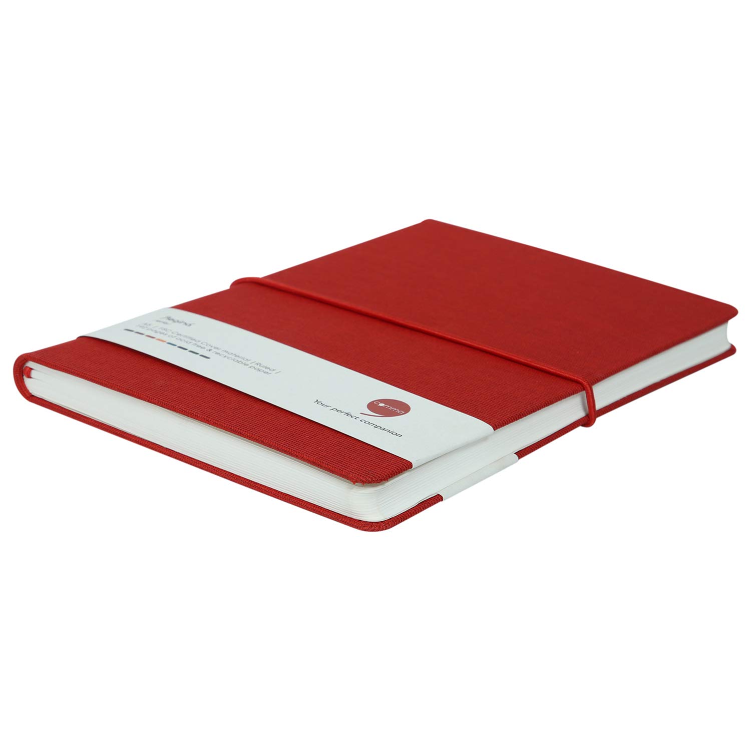 Comma Regina – Cuaderno de encuadernación dura con cierre horizontal de banda elástica – 192 páginas – Papel de sombra natural de 80 g/m² – Material de la cubierta de tela de lino – (rojo)