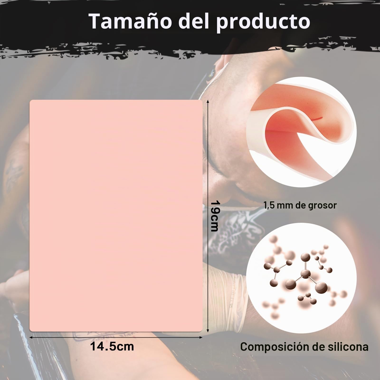 10 Piezas Piel Sintetica Tatuaje, de Doble Cara para el Kit de Tatuajes, Profesional es Adecuada para Práctica-14,5 cm * 19 cm * 1,5mm