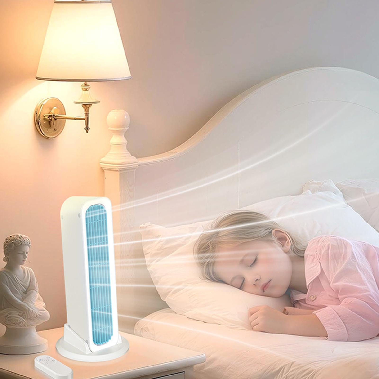 Mini Ventilador Torre Portátil Oscilante Silencioso Sin Aspas