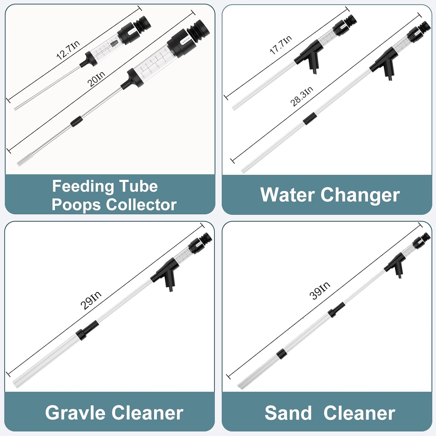 Carefree Fish Aquarium Siphon Gravel Cleaner 6Ft Hose Fish Tank Water Changer Sand Vacuum Multifunctional Cleaning Tools Feeding Tube