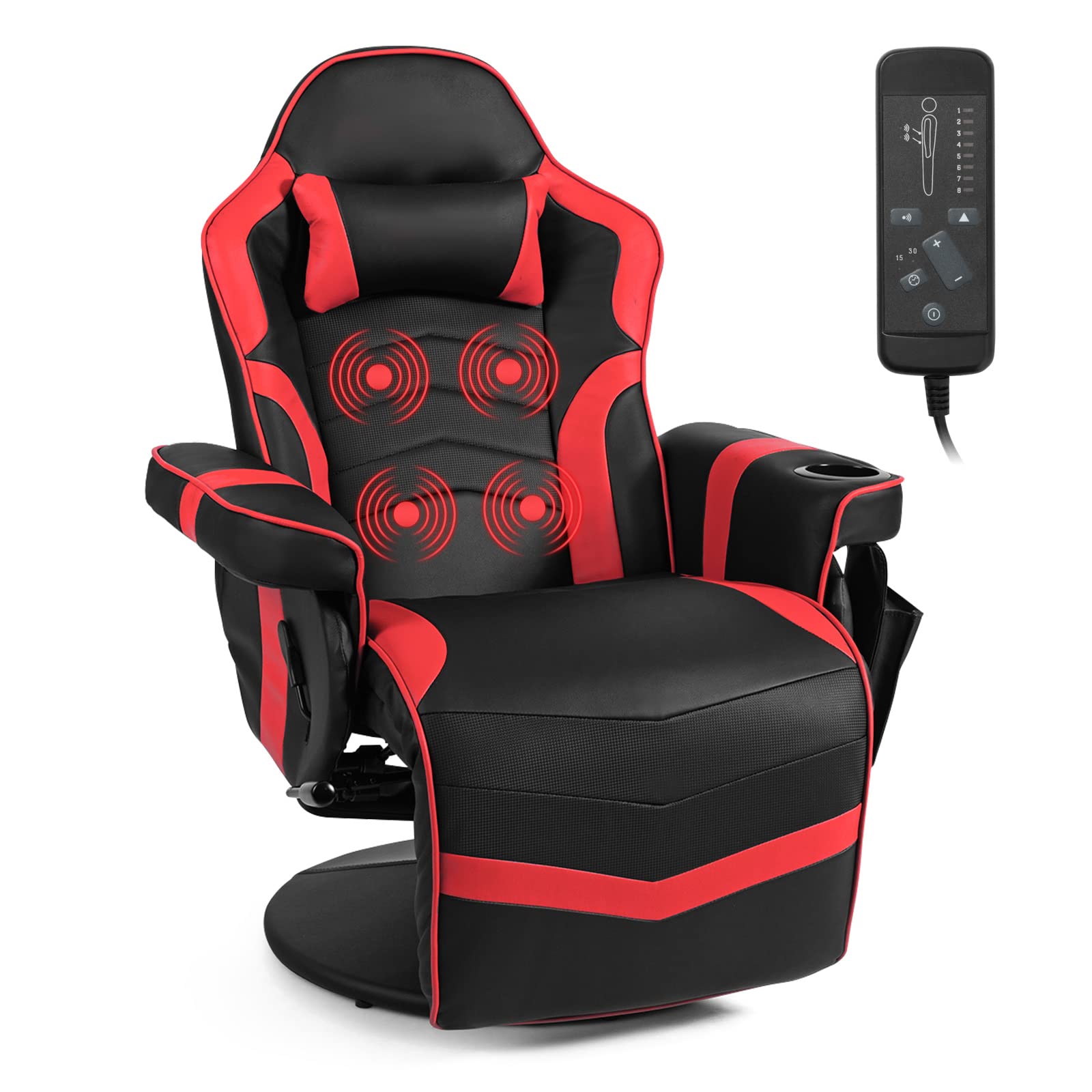 Buy COSTWAYMassage Gaming Chair, Height Adjustable Swivel Racing Video