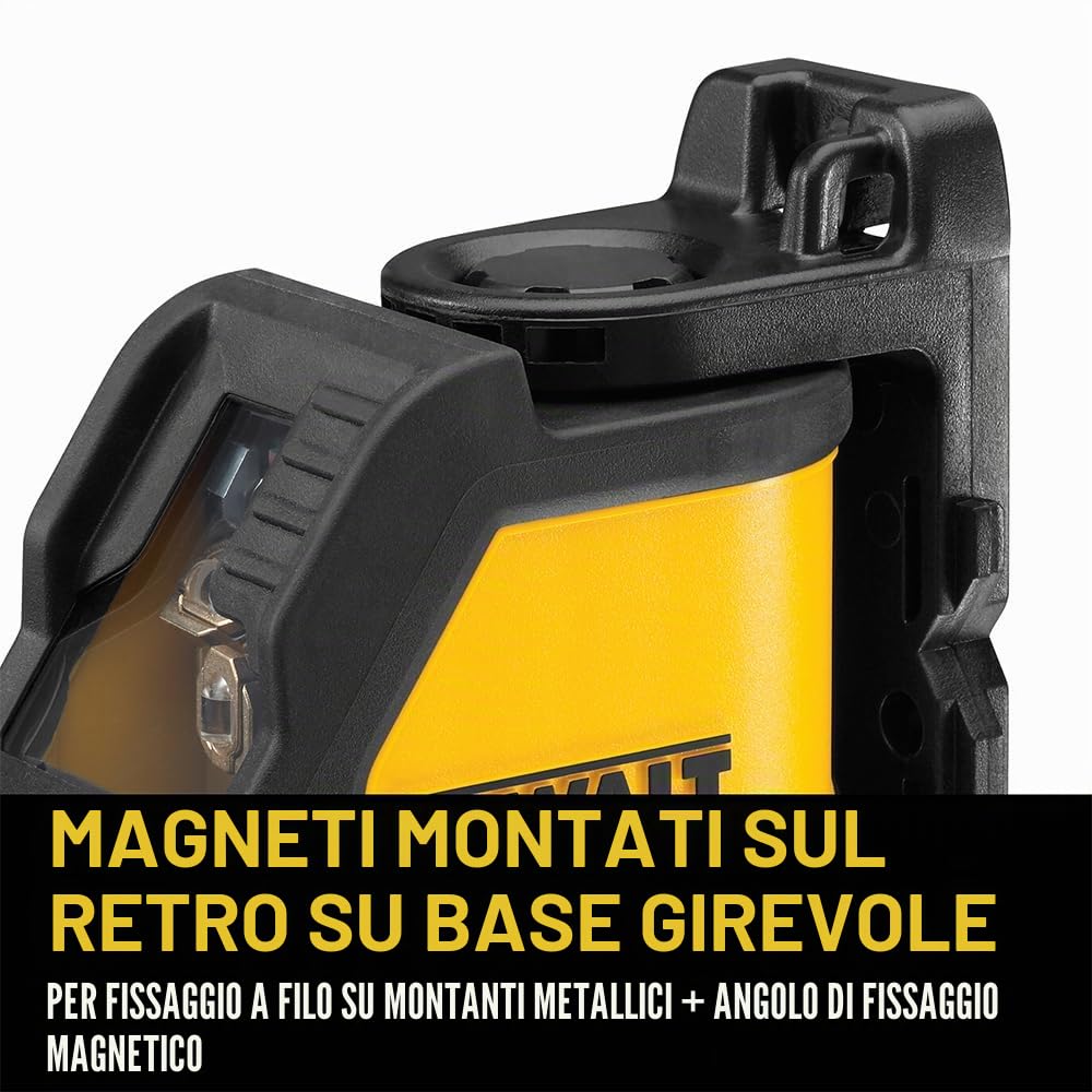 DEWALT DW088CG-XJ, Tracciatore laser con raggio verde, classe 2. 2 linee a croce orizzontale e verticale. Precisione +/- 3mm a 10 metri. Raggio di utilizzo 30 metri. 3 x alcaline tipo AA