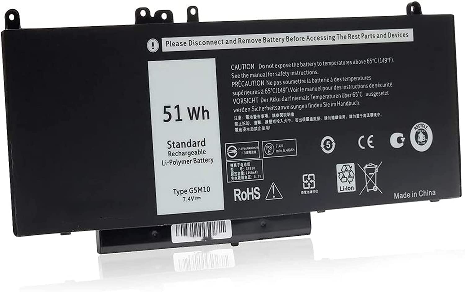AKKEE G5M10 Laptop Batteria per Dell Latitude 14 E5450 E5550 15.6 inch Series Notebook 0WYJC2 8V5GX R9XM9 WYJC2 1KY05 7.4V 51Wh 4Cell
