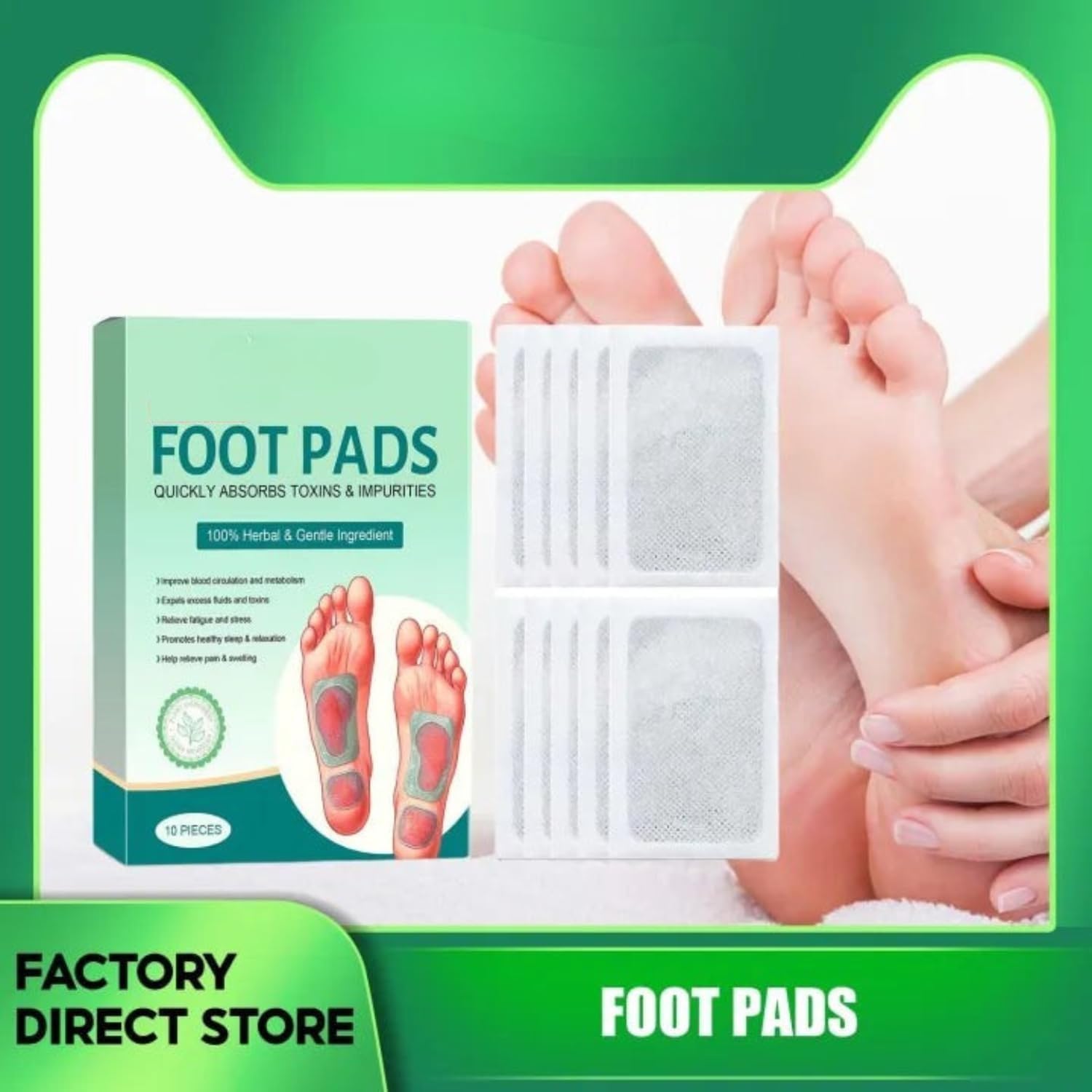 Detox Foot Pads - Herbal Bamboo Vinegar (10 Pcs) — Amazon image 2