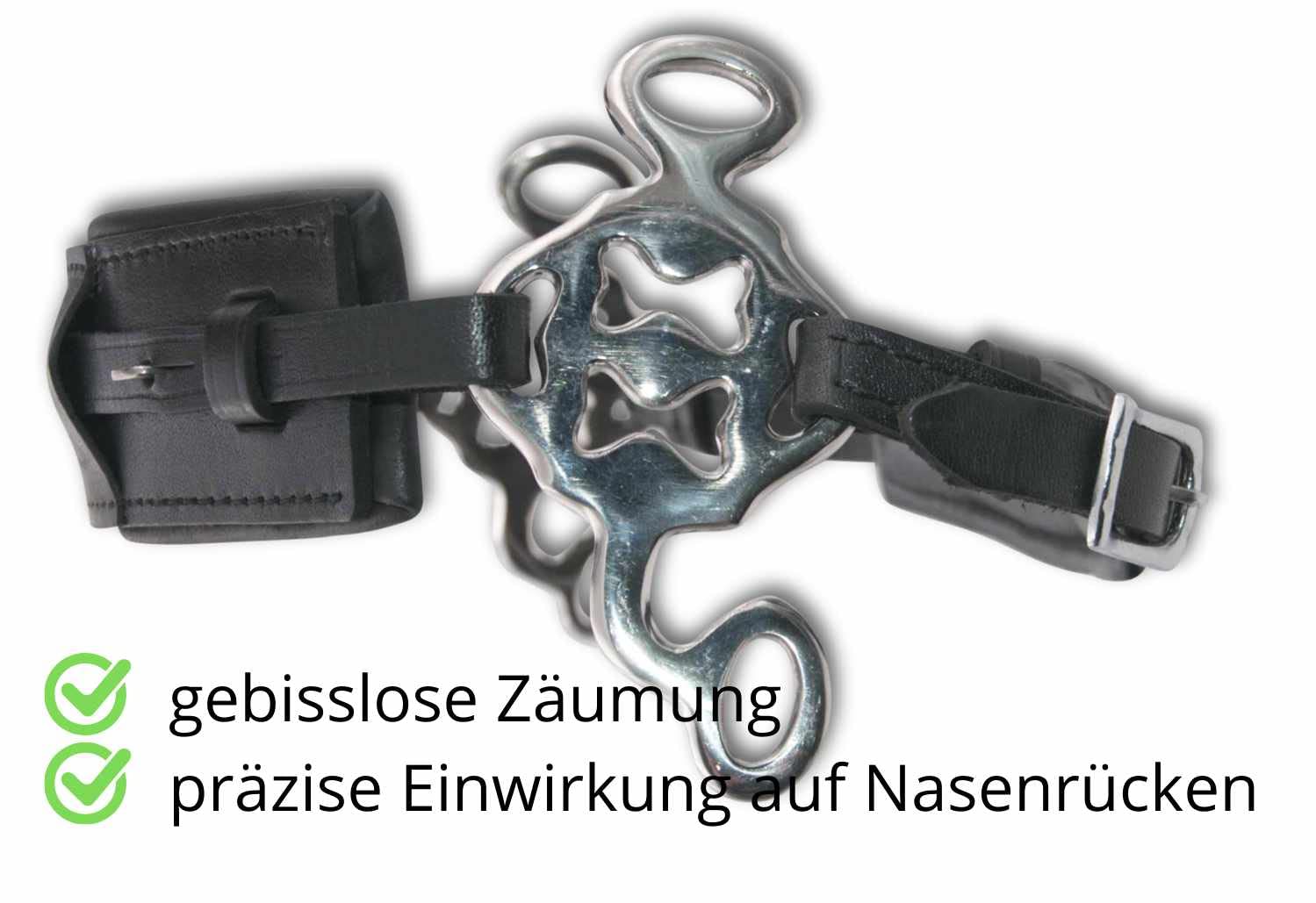 Reitsport Amesbichler AMKA Hackamore - Traje de piel sin morder (3 posiciones, con traje barroco)