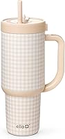 Vista 18 de Ello Oasis Vaso de 24 oz con asa y popote retráctil Taza reutilizable de acero inoxidable aislada 100% a prueba de fugas, regalos