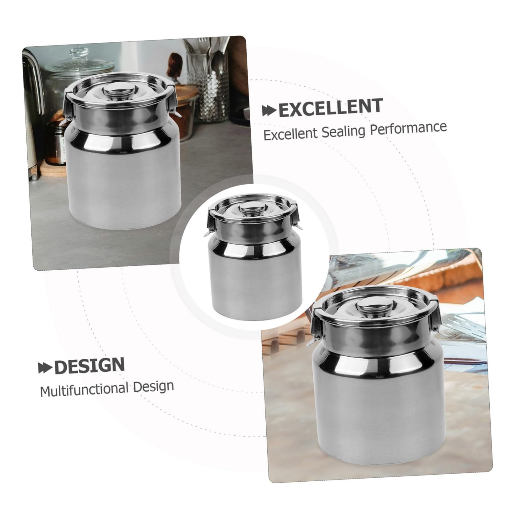 Mikinona Jarra de Leche de Acero Inoxidable de 2.5l Diseño Multiuso y Tapa Sellada para Almacenamiento en Cocina o Cafetería