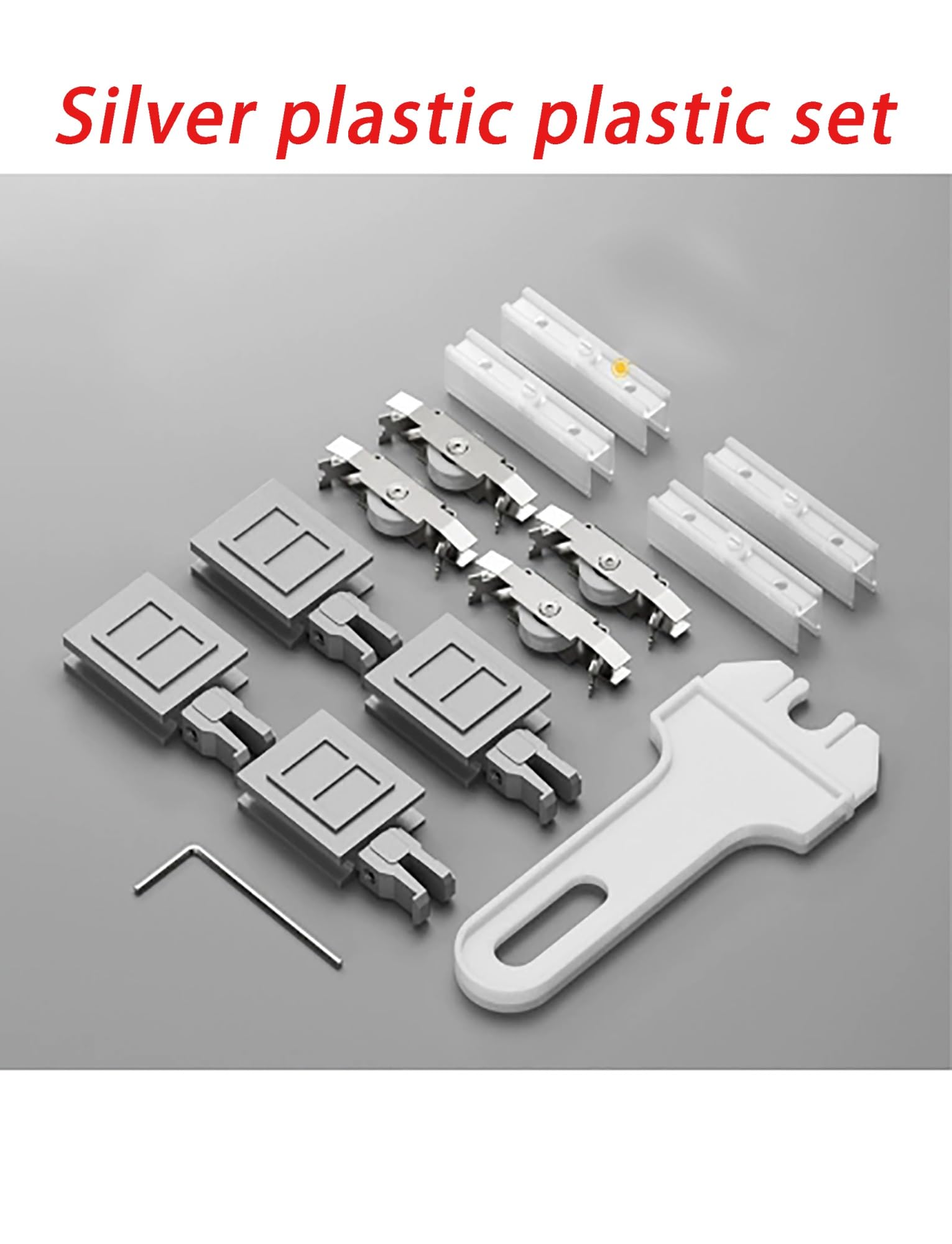 Zestaw prowadnic do drzwi przesuwnych szafy, Zestaw 3-torowych aluminiowych drzwi przesuwnych, 3 sztuki do szklanych paneli drewnianych o grubości 5 mm i 8, wiele rozmiarów(Plastic,300cmx8mm)