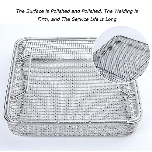 Generico Vassoio di sterilizzazione con cestello a Rete per Strumenti Chirurgici e dentali, Organizer per Strumenti autoclavabile con Coperchio (45 cm * 28 cm * 7 cm)