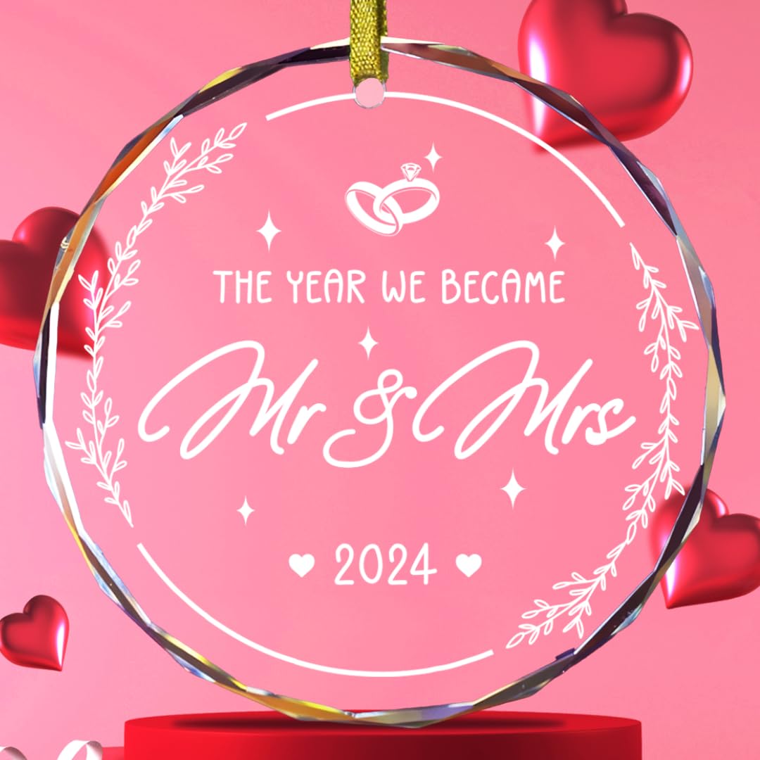 Vivulla68Mr and Mrs Gifts, Wedding Gifts for Couples 2024, Wedding Gifts for Couple, Wedding Gifts for Bride, Wedding Ornament Glass