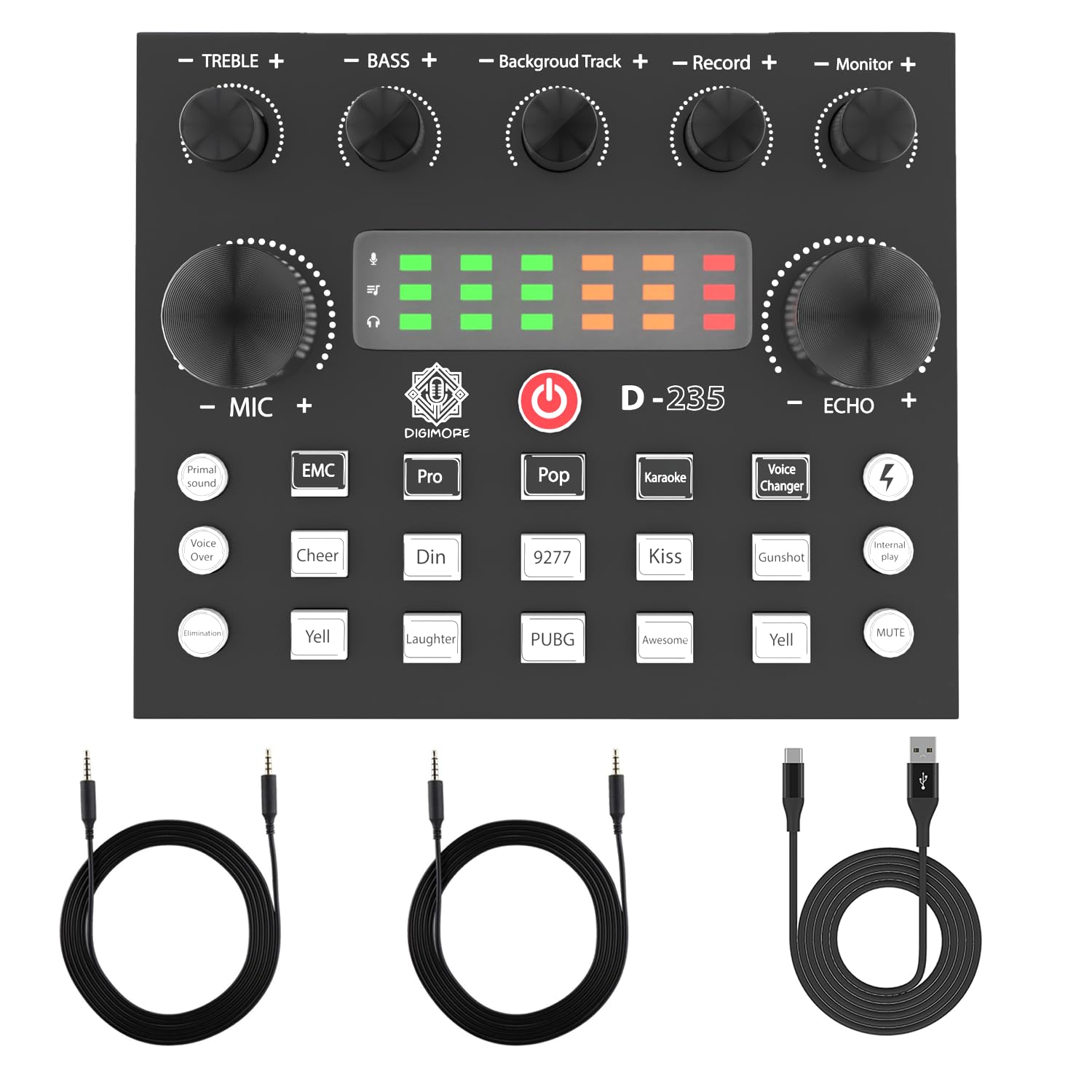 DIGIMORE Audio Mixer | Live Sound Card | Audio Interface with DJ Mixer Effects and Voice Changer, Podcast Production Studio Equipment, Prefect for Streaming Singing Gaming (D-235)