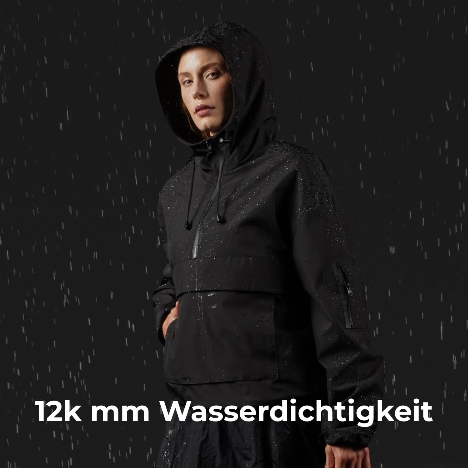 PUFFIT Damen Wasserdichte Regenjacke mit Kapuze, Oversized Leicht Atmungsaktive Windbreaker Jacke, Kapuzenpullover für Frauen Fahrrad Sport Outdoorjacke