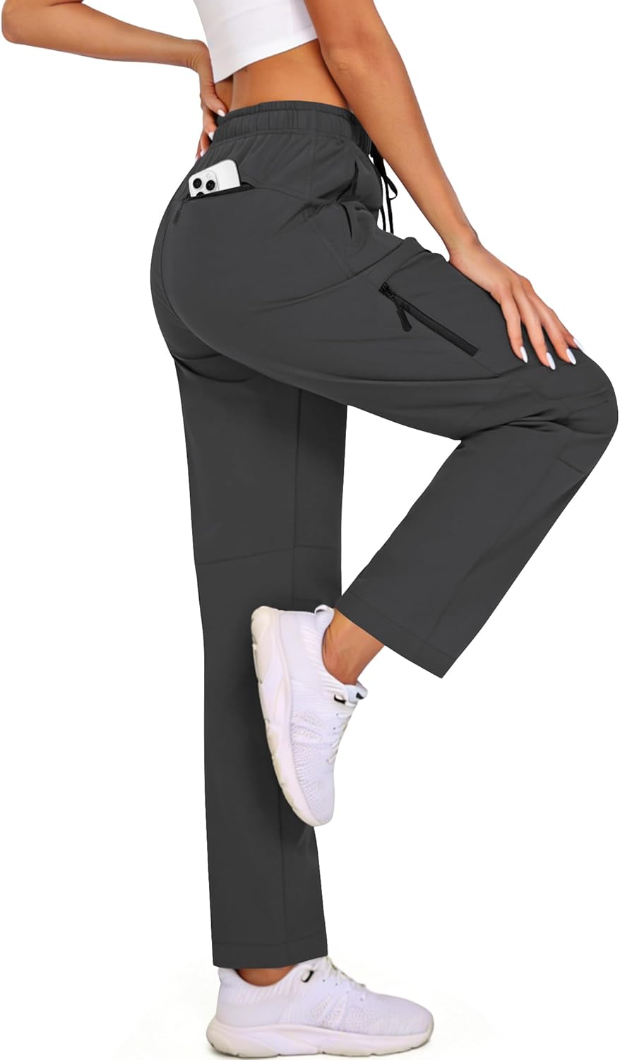 Lightweight Pants Women Hiking Pants Water Resistant Quick Dry Cargo Travel Pants with 5 Zipper Pockets QYY25038