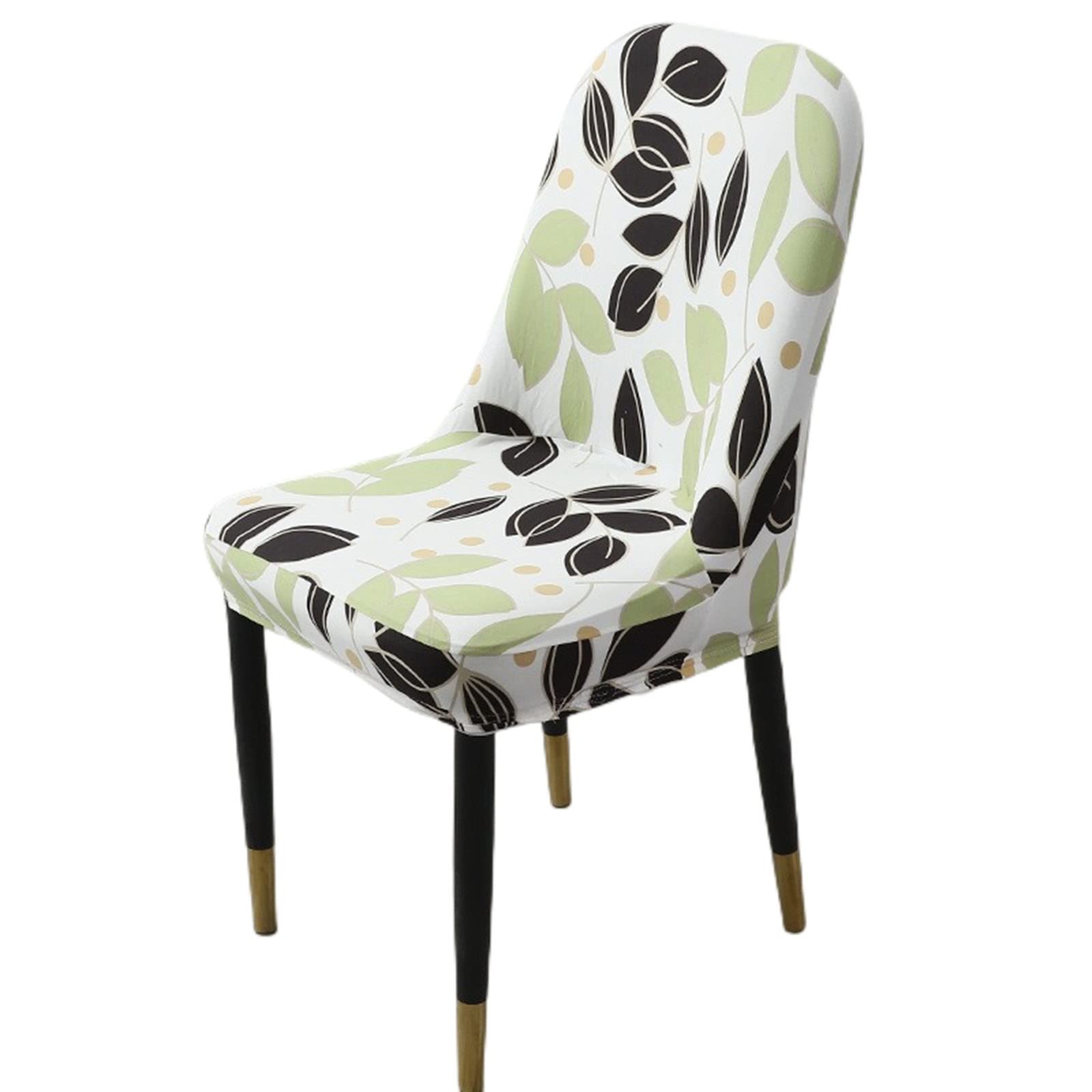 FXXWJP Polyester Stamp Stretch Dining Room Chair Covers Removable Washable Dining chair covers Curved Anti Slip Chair Covers for Dining Room for Kitchen -D-Set of 1