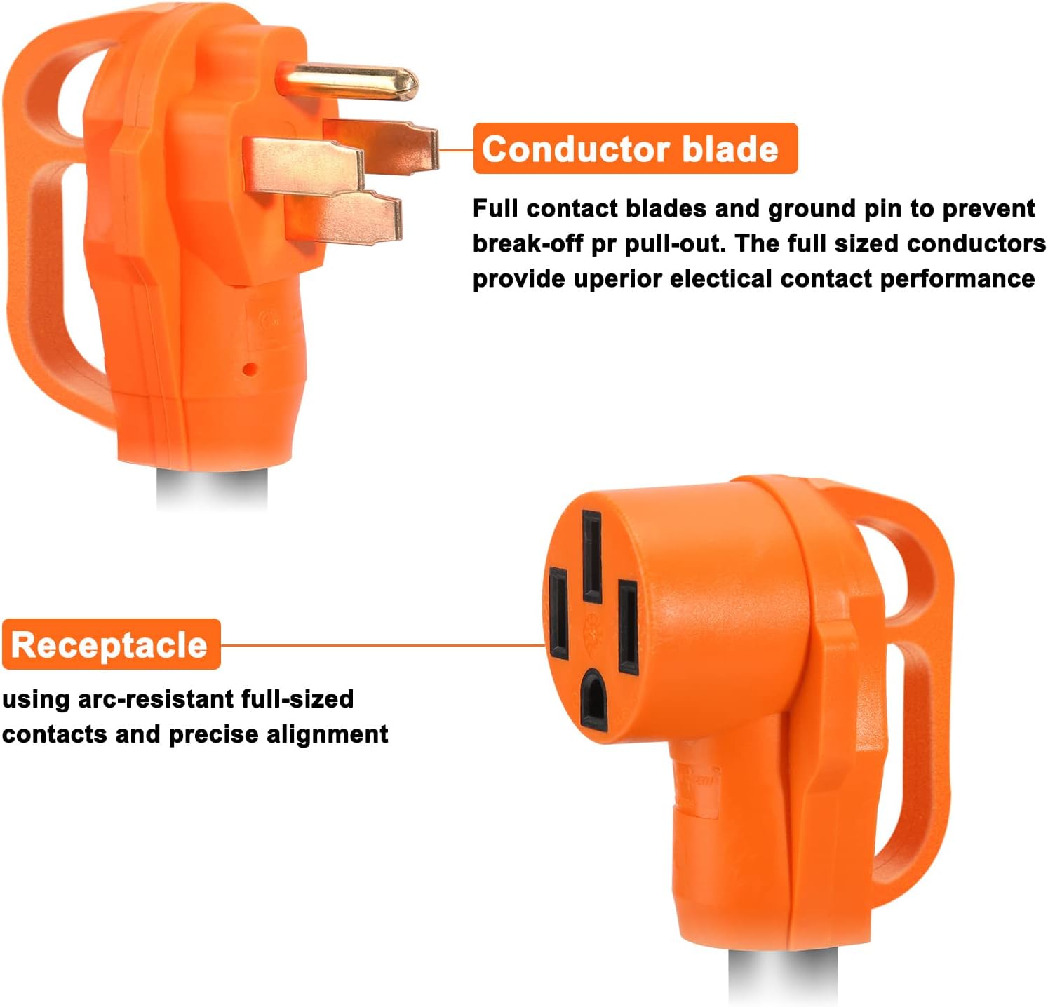 50 Amp 25 Feet RV/EV Power Extension Cord, Heavy Duty 14-50P to 14-50R Plug Receptacle Connector with Grip Handle,Heavy Duty 6AWG3C+8AWG1C, ETL Listed for RV EV Camper,CSA Approved