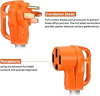 Vista 3 de 50 Amp 25 Feet RV/EV Power Extension Cord, Heavy Duty 14-50P to 14-50R Plug Receptacle Connector with Grip Handle,Heavy Duty 6AWG3C+8AWG1C, ETL