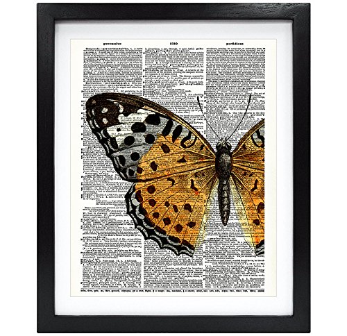 Susie Arts 8X10 Unframed Butterfly Upcycled Vintage Dictionary Art Print Book Art Print Home Decor Funny Kids Wall Art V145