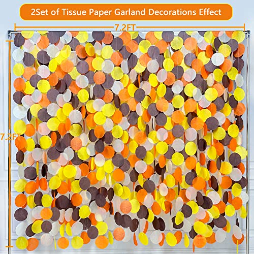 Image of 205Ft Fall Party Decorations Big Circle Dots Backdrop Garland Orange Brown Yellow Beige Tissue Paper Polka Dot Hanging Streamers for Birthday Wedding Fall Autumn Thanksgiving Harvest Party Supplies