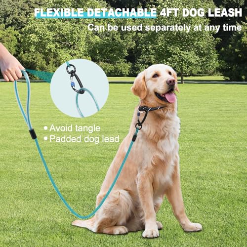Dog Trolley System - Tangle Free & Shock Absorbing Heavy Duty Runner for Large Dogs Up to 300 lbs, 200 ft Cable with 15 ft Leash - Backyard, Park, Camping(200FT) - Image 5