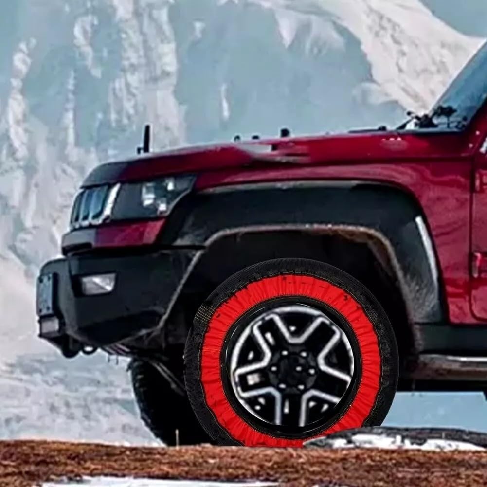 2 calcetines de nieve de invierno para ruedas de coche, súper fibra de nailon antideslizante para cadenas de neumáticos, dispositivo de tracción rápida de nieve para poca distancia en