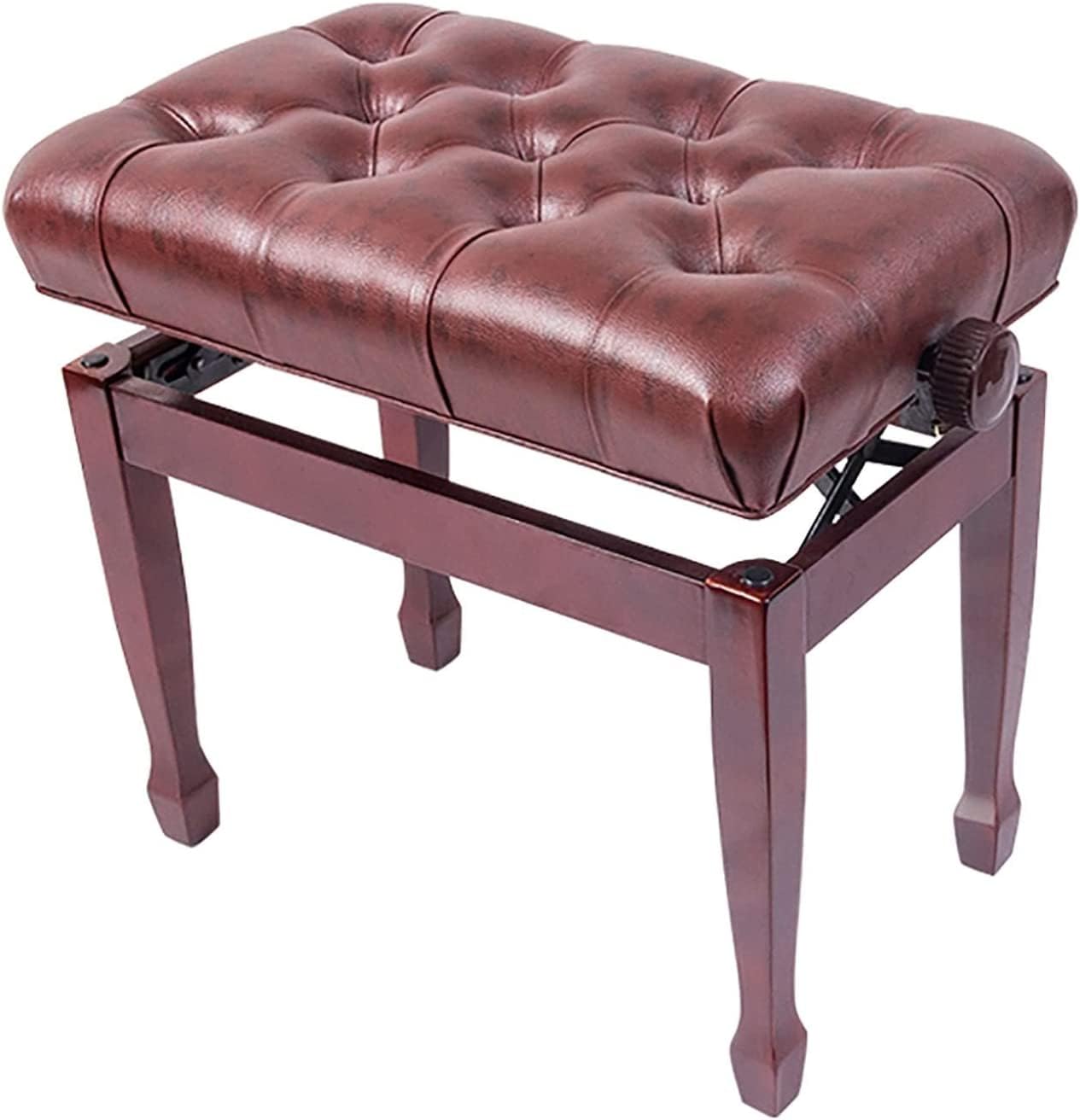 Taburete de piano para banquetes familiares, banco de madera ajustable con asiento acolchado de poliuretano, esponja de alta densidad, diseño antideslizante, 180 kg, capacidad de peso: 55 x 34 x 47 57