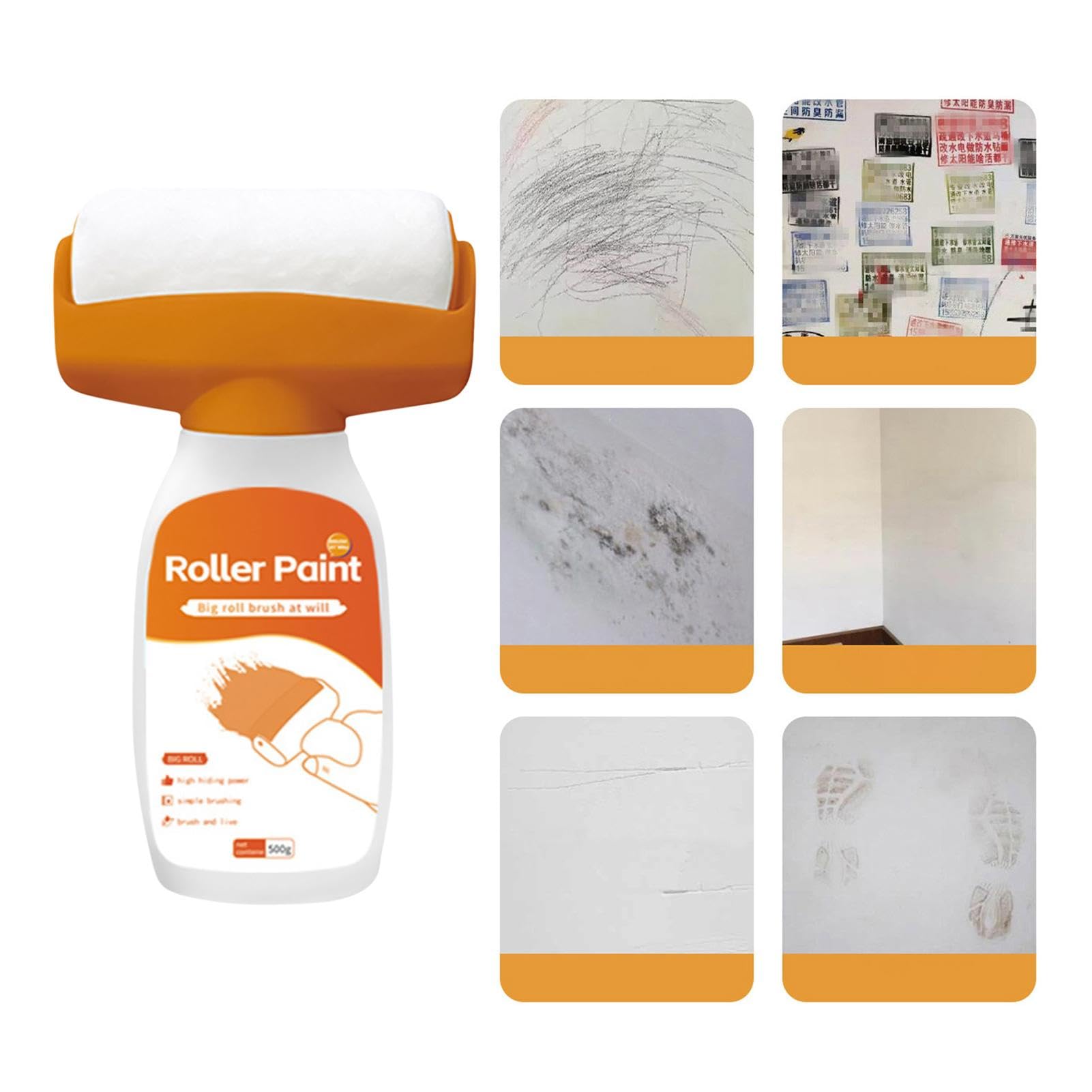 Rullo Riparazione Pittura 2-in-1 Inodore Portatile Asciugatura Rapida | Verniciatura a Rullo per Riparazioni Per Interni, Esterni, Casa, Cucina, Mobili, Porta, Falegnameria, Riparazione Pareti
