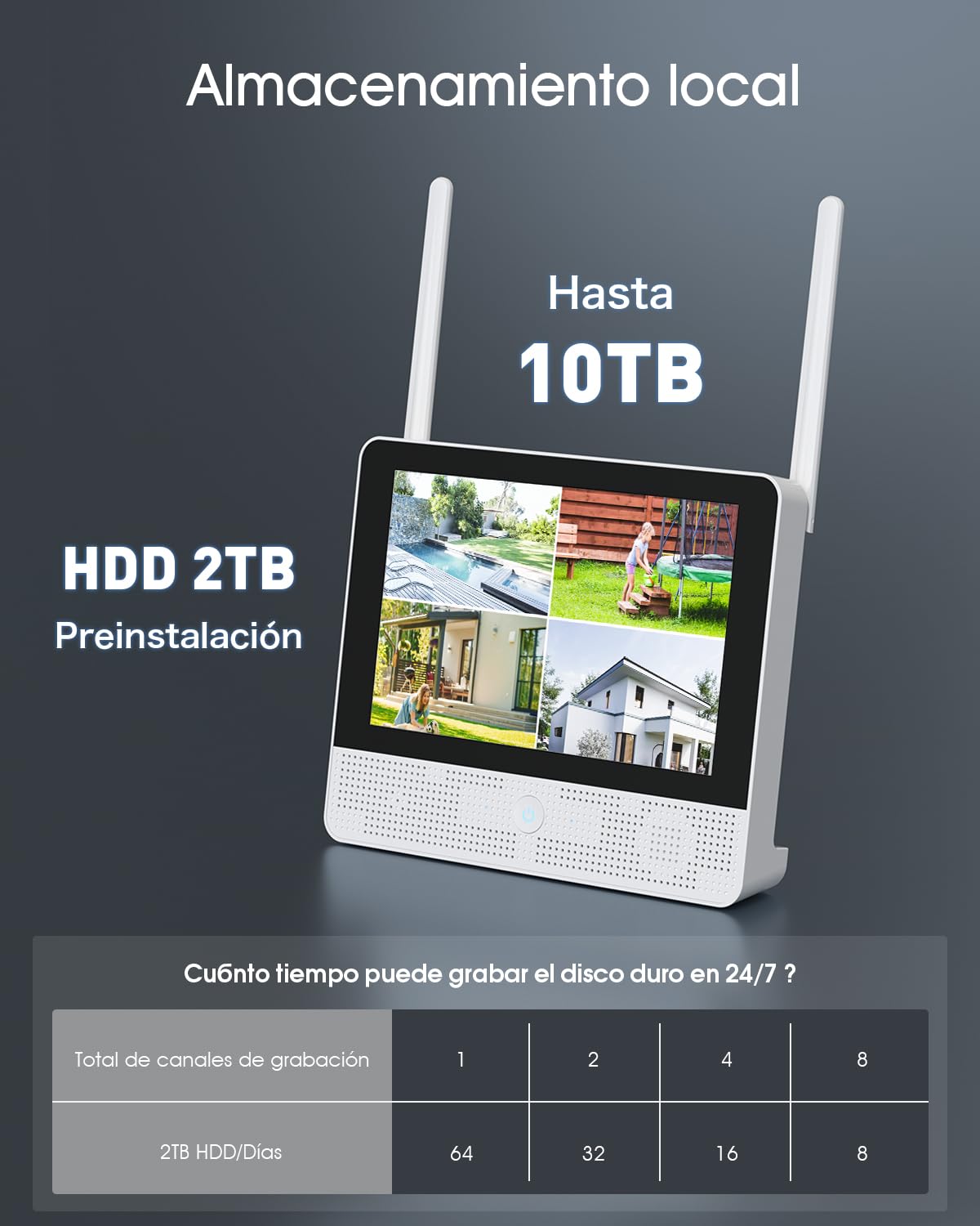 ANRAN [2025 Nueva] 3K Kit Camaras Vigilancia WiFi Exterior, 4X 5MP Sistema de Cámara Seguridad, 8CH 10.5'' NVR con HDD de 2TB, Grabación 24/7, Visión Nocturna, Audio de 2 vías, Seguimiento Automático