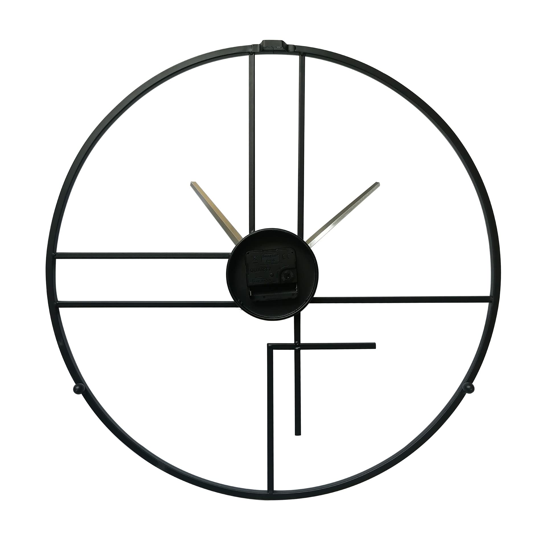 Rebecca Mobili Horloge Murale Moderne, Grande Horloge Murale, Métal, Noir Jaune, Mobilier De Bureau Salon - Diamètre 50 cm x P 4,5 cm - Art. RE6783