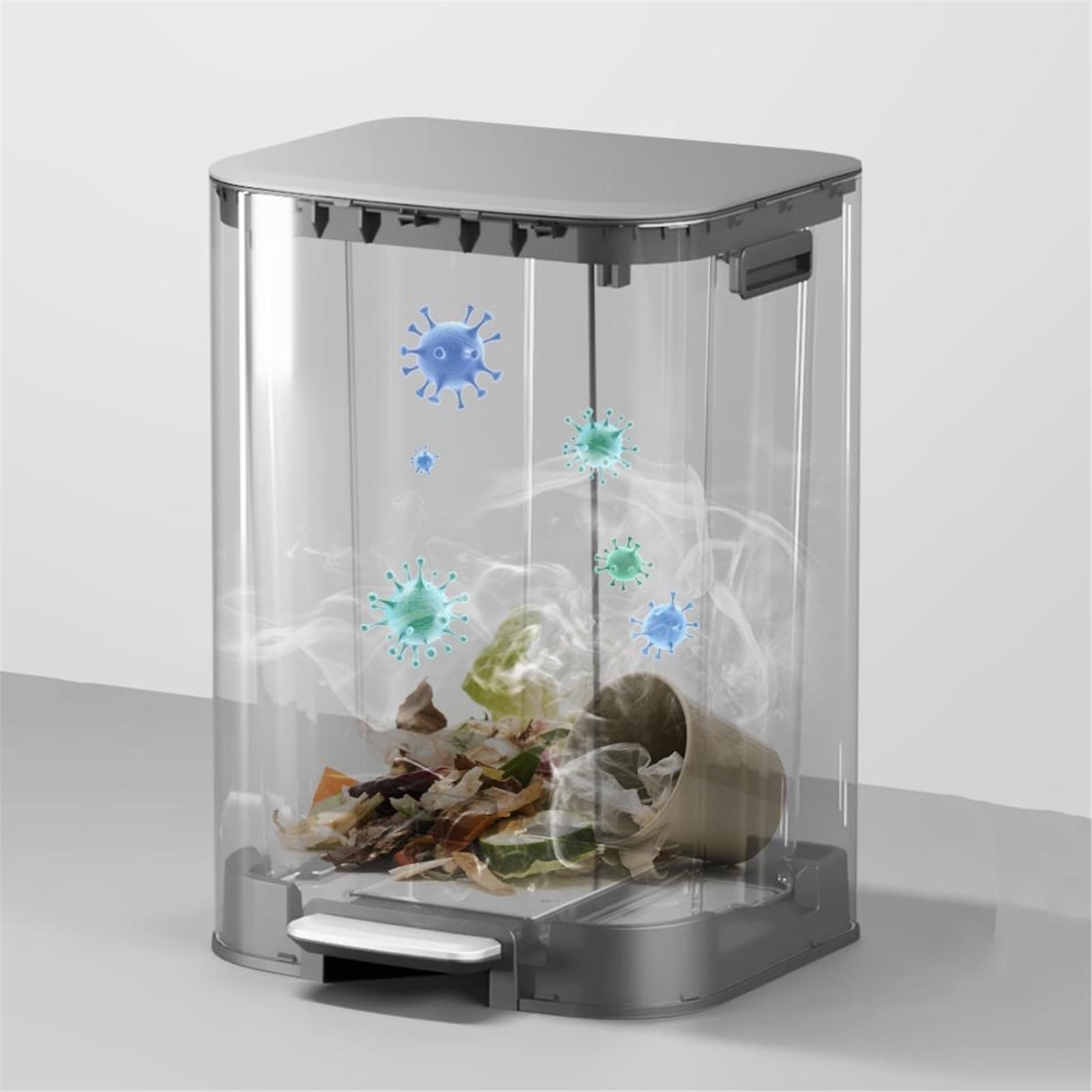 Cubo de basura y residuos para interiores de cocin Botes De Basura Accionados Con El Pie for Oficinas Y Cocinas Comerciales bote de basura(Silver)