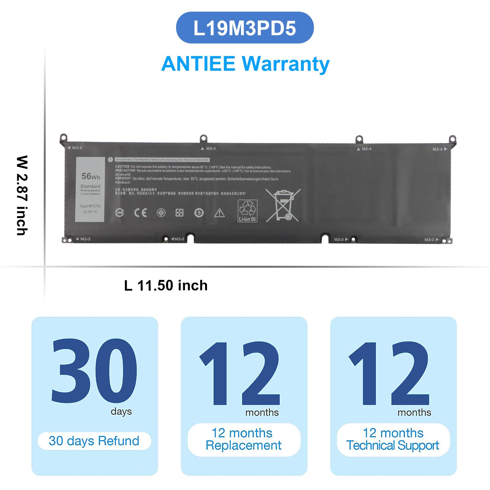 ANTIEE 45Wh L19M3PD5 Batería para Lenovo ThinkPad E14 E15 2020 2021 2022 2nd 3rd 4th Gen 2 3 4 G2 G3 G4 20T8 20TD 20YG 20YJ 20T6 20Y7 20YJD 20YE 20YF 21E3 L20M3PD4 L20C3PD4 L19C3PD5 L19L3PD5