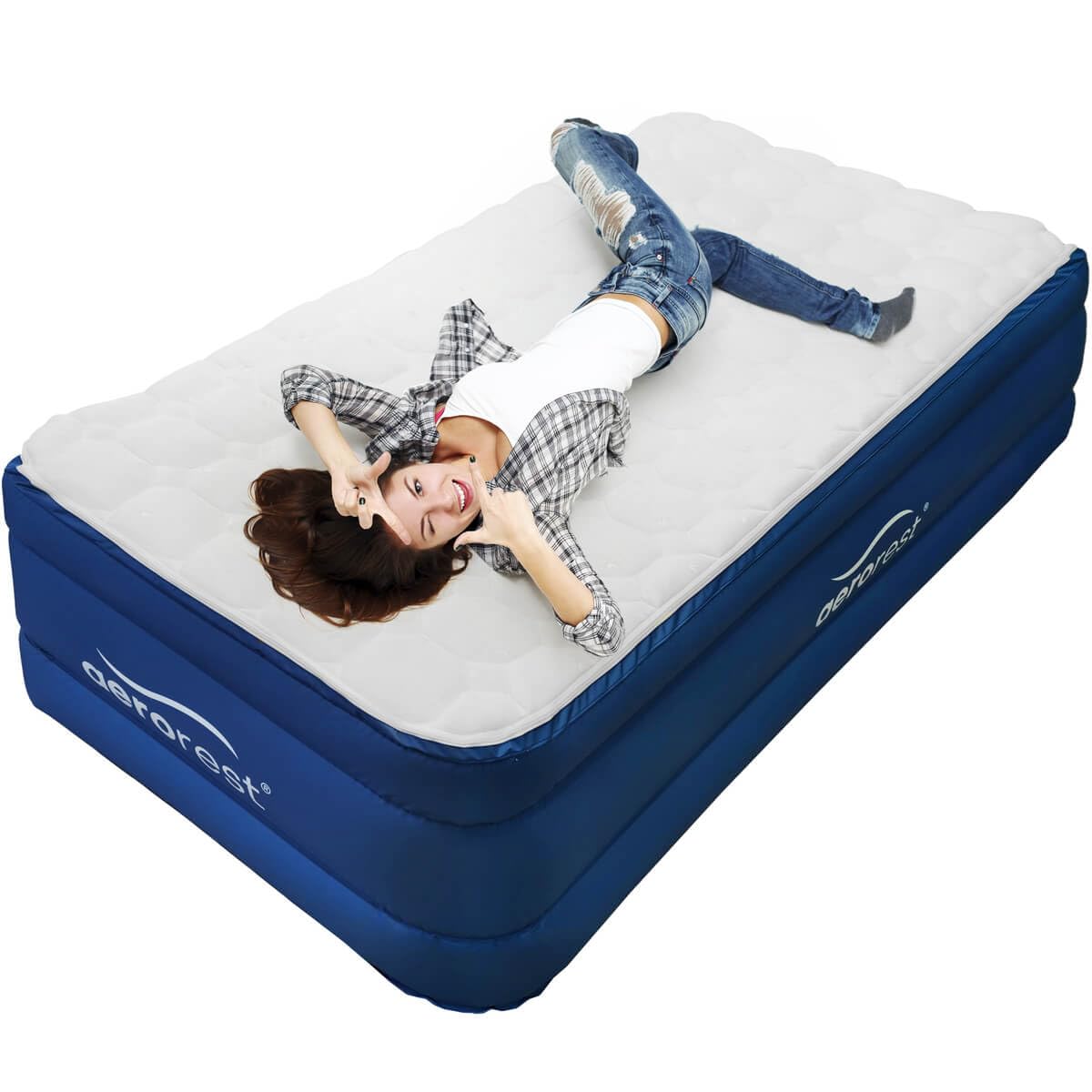 Colchón Inflable Cloud Top Individual | 210 cm de Largo | Funda Protectora Desmontable