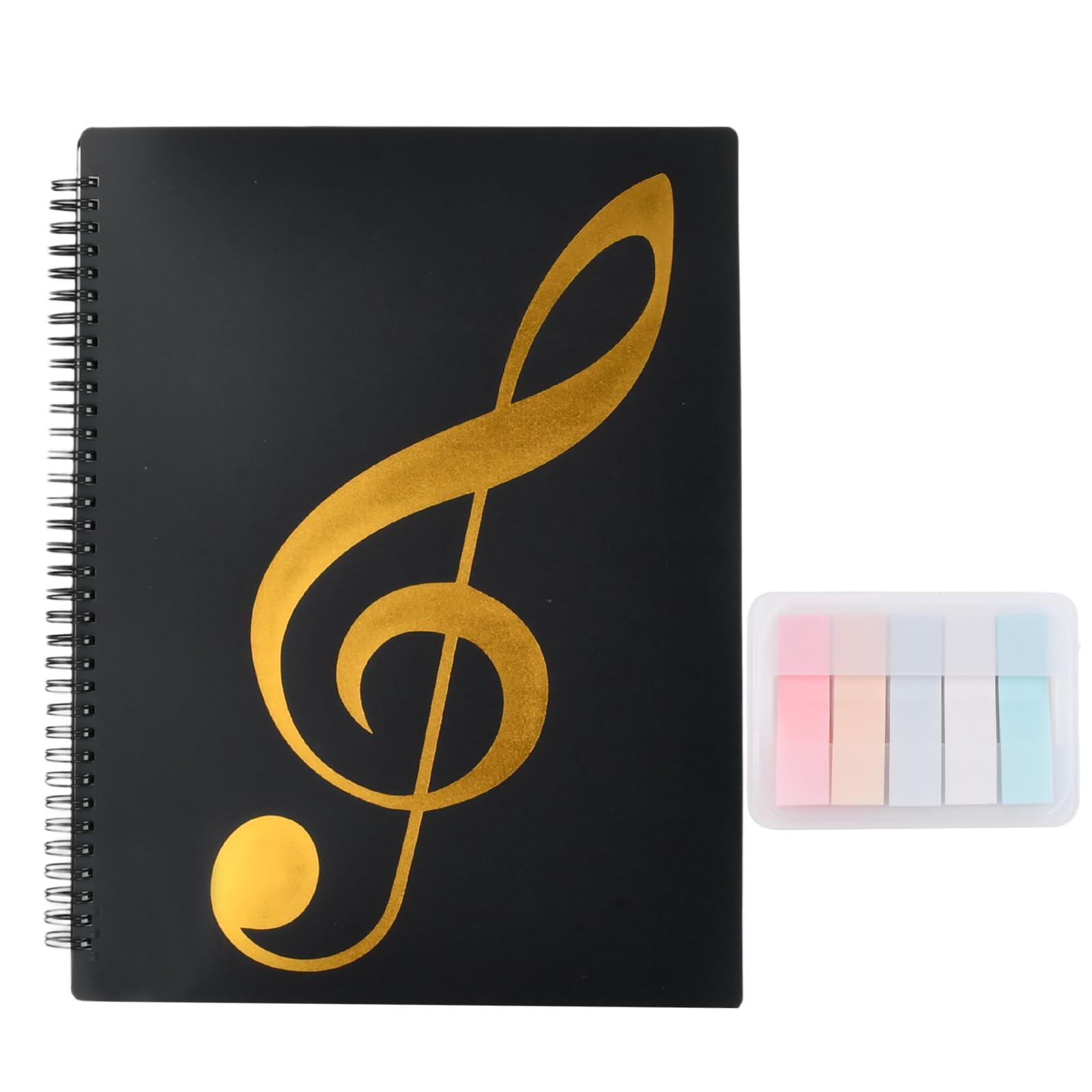 A4 Sheet Music Folder, 60 Sheet Music Holder with Spiral Binding for Easy Use and Annotation, with Sticky Notes, for Musical Score, Paper, Paintings