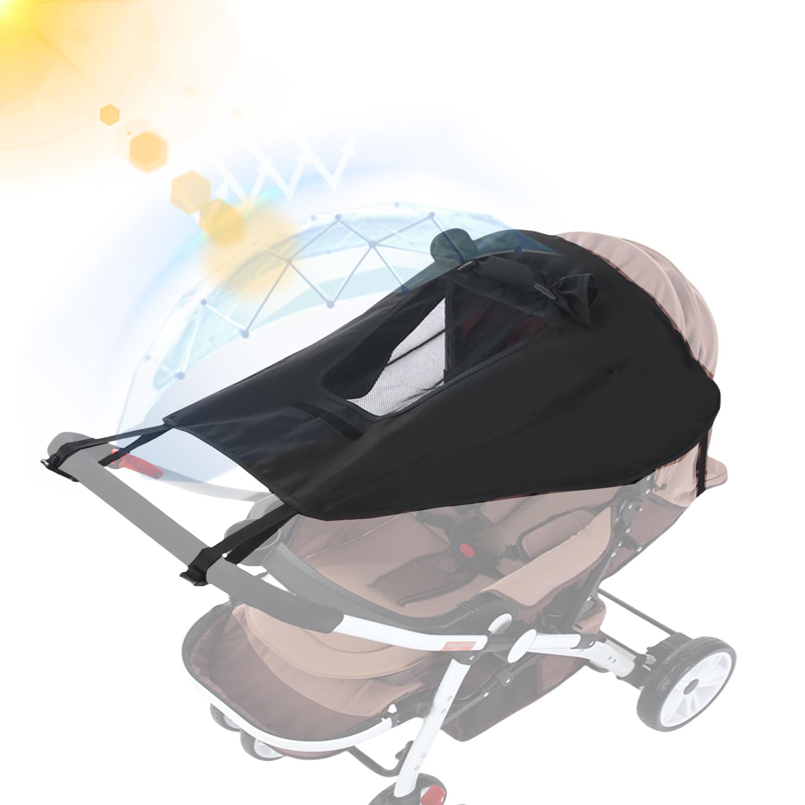 Furforstk sonnensegel kinderwagen uv schutz 50+ kinderwagen sonnensegel wasserdicht sonnenschutz kinderwagen mit Sichtfenster und Schattenflügel sonnenschutz für kinderwagen Einfache Montage (Schwarz)