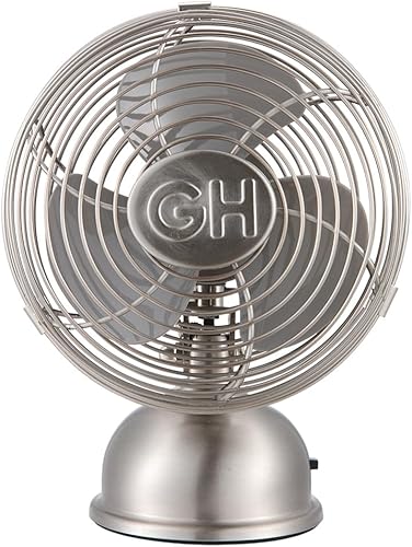 Vista 10 de Good Housekeeping 92516 Ventilador personal oscilante USB de 5" retro, todo de metal, color rosa