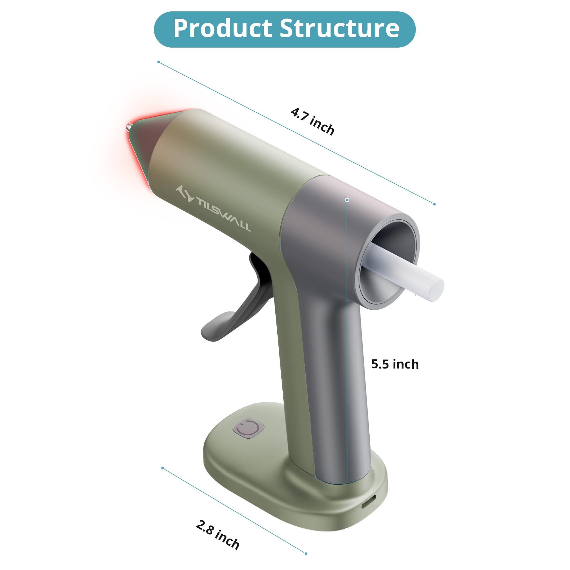 Tilswall Cordless Hot Glue Gun - Fast Preheating -5