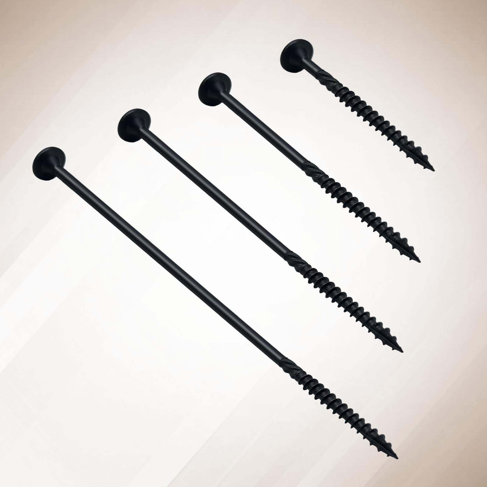 Tornillos de madera estructural de 4-1/2 pulgadas, 150 tornillos de cubierta resistentes, resistentes a la corrosión, tornillos exteriores para madera/retraso/madera con revestimiento negro, punta de