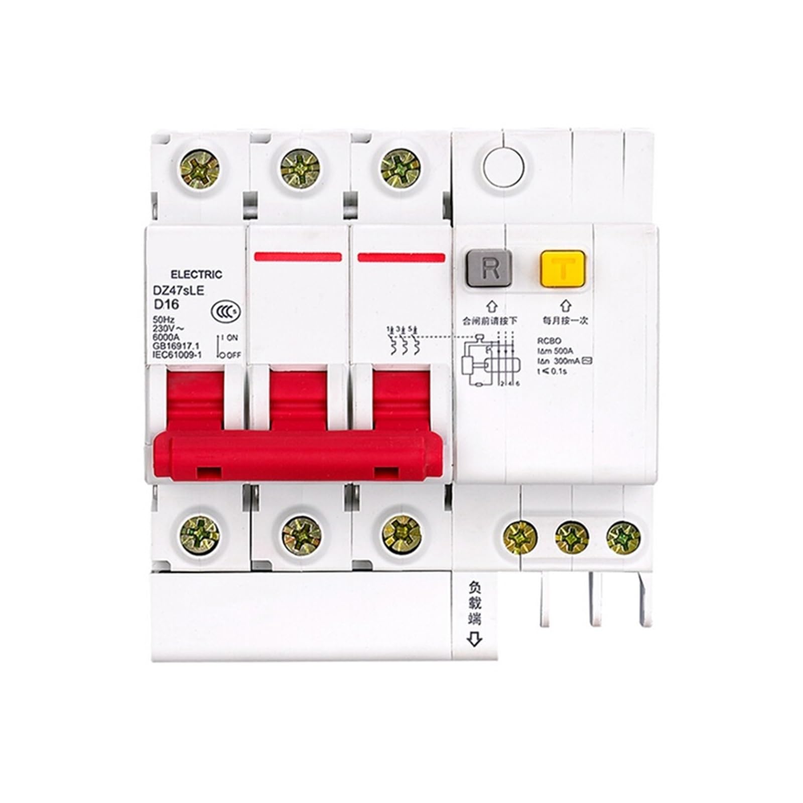 Disjoncteur de protection DZ47sLE 3P D 16A fuite de courant tableau électrique - 2